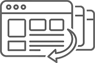 Multiple browser windows with an arrow pointing at the main one