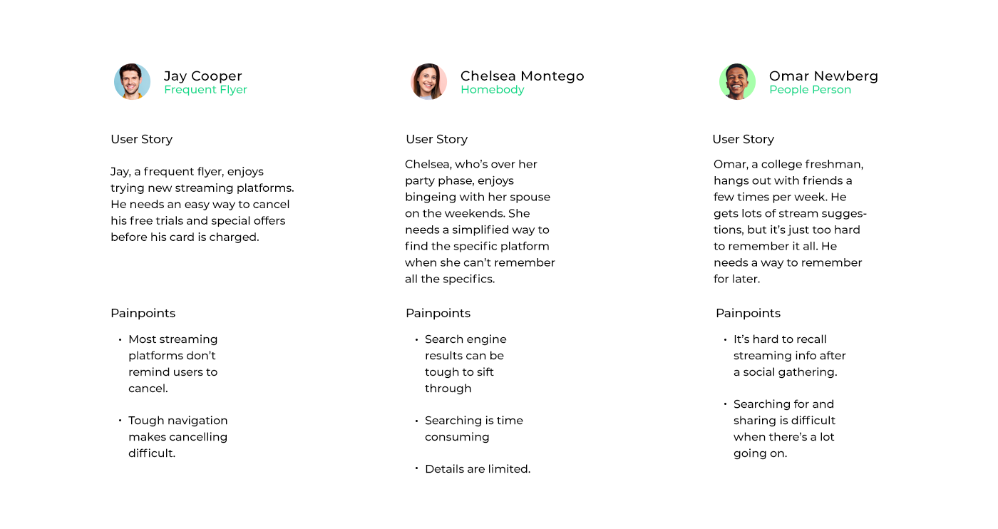 User personas and demographics for streamquest